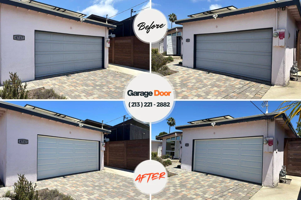 Before and after: garage door repair Corona, CA